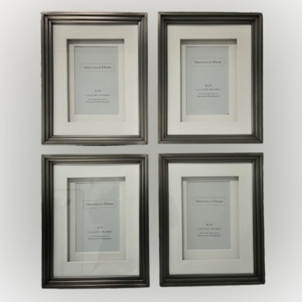SHEFFILED HOME Metallic Silver Tone Wall Frames, 4 x 6 Photographs, Set of 4